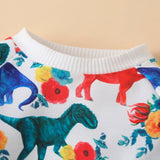 Kid Baby Boy Autumn Long Sleeve Cotton Dinosaur Suit 2 Pcs Sets