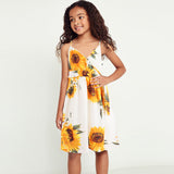 Family Matching Mother-daughter Vacation V-collar Flower Dresses