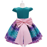 Kid Girl Mermaid Cake Bow Princess Dresses