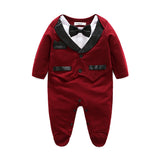 Baby Jumpsuit Birthday Banquet Gentleman Bow Tie Rompers