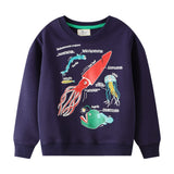 Kid Baby Boys Round Neck Long Sleeved Underwater World Shirts