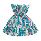 Kid Baby Girls ovely Rabbit Print Princess Flower Casual Dress