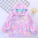 Kid Girls Thin Coat Spring Storm Cartoon Windbreaker Jackets