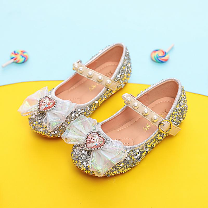 Girls New Dress Sequin Crystal  Soft Sole Pearl Magic Stick Cute Shoes