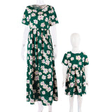 Family Matching Mother-Daughter Floral Holiday Beach Leisure Loose Dresses