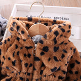 Kid Baby Girl Leopard-print Hooded Warm Autumn Coat