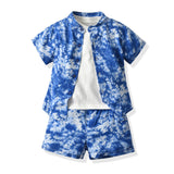 Kid Baby Boy Suit Beach Thin Stand Collar Shorts 2 Pcs Sets