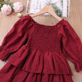 Spring Autumn Kid Baby Girls Round Collar Long Sleeves Cake Dresses