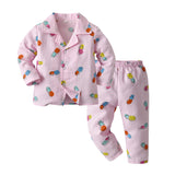 Kid Baby Girl Boy Pajamas Cartoon Long Sleeve Cotton Casual  2 Pcs Set