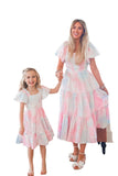 Family Matching Ruffled Sleeves Pleated Dresses