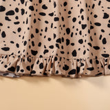 Family Matching Mother-daughter Leopard Print Short Sleeve Flounces Dresses