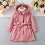 Kids Baby Girls Autumn Winter Thick Solid Fur Hooded Coats