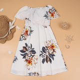 Family Matching Mother Daughter Summer Printed Chiffon Elegant Dresses