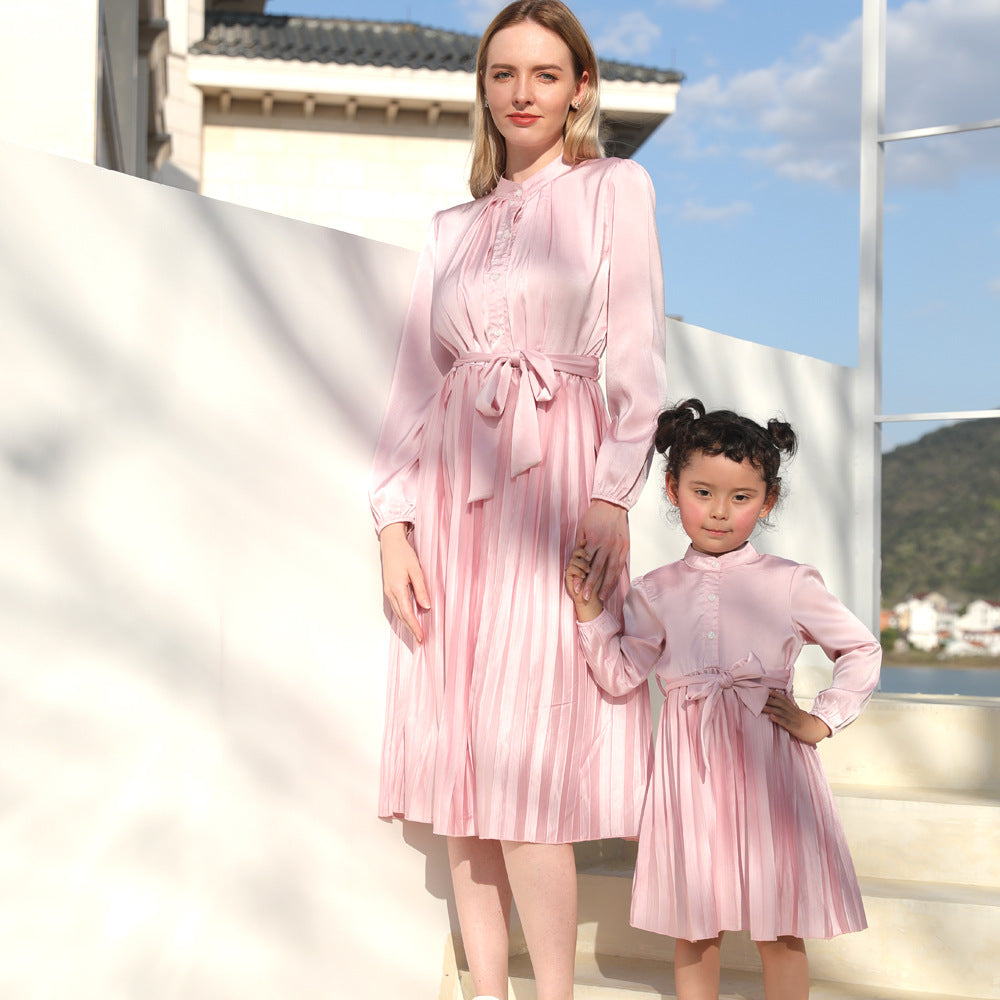 Family Matching Parent-child Layering Slim Long Sleeves Dresses