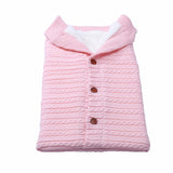 Baby Button Outdoor Cart Wool Knit Fleece Thickened Thermal Sleeping Pajamas