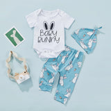 Easter New Baby Girl Rabbit Printed 3 Pcs Set
