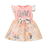 Baby Girl Flower Summer Sweet Alphabet Printed Princess Dresses