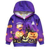 3-8T Kid Boy Girl Cardigan Coat Halloween Ghost Pumpkin Zipper Coats