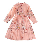 Kid Girls Princess Retro Long-sleved Autumn Winter Flower Dress