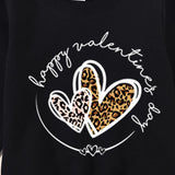 Family Matching Mom Girl Cotton Valentine's Day Lettering Leopard Print Shirts