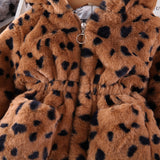 Kid Baby Girl Leopard-print Hooded Warm Autumn Coat