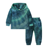 Kid Baby Boy Girl Tie Dye Suit Fashion Printed Hooded Suits 2 Pcs Sets