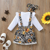 Baby Girl Suit White Sunflower Alphabet Long Sleeve Triangle Suit 2 Pcs Sets