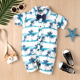 Baby Boy Onesie Crawl Summer Short Sleeve Bow Tie Gentleman Rompers