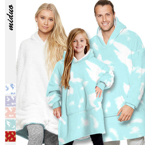 Family Matching Hoodie Tie-dye Digital Print Winter Warm Shirts Tops