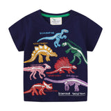 Kid Boy Spring Glow-in-the-dark Dinosaur Short-sleeved  T-shirt Top
