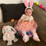 Easter Baby Girl Printed Crawl Suit Puffy Set 3 Pcs