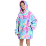 Kid Girl Cloak Blanket Lamb Fleece Solid Color Lazy Blanket Pajamas