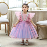 Kid Baby Girl Flying Sleeve Gauze Princess Birthday Dress