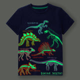 Kid Boy Spring Glow-in-the-dark Dinosaur Short-sleeved  T-shirt Top