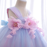 Baby Girl Princess Summer Fluffy Vest Gauze Flower Dresses