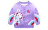 Kid Baby Girls Cardigan Explosive Round Neck Rainbow Autumn Sweaters