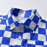 Kid Baby Suit Plaid Short Sleeve Cotton Cardigan 3 Pcs Sets