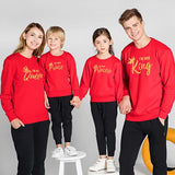 Family Matching Long Sleeve King Queen Princess Prince  Crown Print Shirts Tops