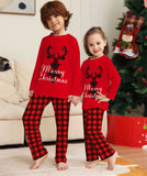 Family Matching Letter Plaid Fawn Christmas Parent-child Loungewear Pajamas