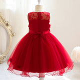 Baby Girl Princess Strapless Flower Mesh Lace Petals Dresses