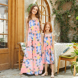 Family Matching Mother Daughter Flower Print Idyllic Dresses
