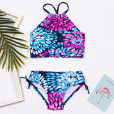 Kid Girls Swimsuit Split Water Drop Print Bikini