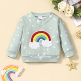 Baby Girls V-neck Long Sleeve Rainbow Cute T-shirt