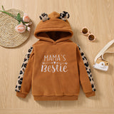 Kid Baby Girl Pullover Letter Embroidered Leopard Stitched Hoodie