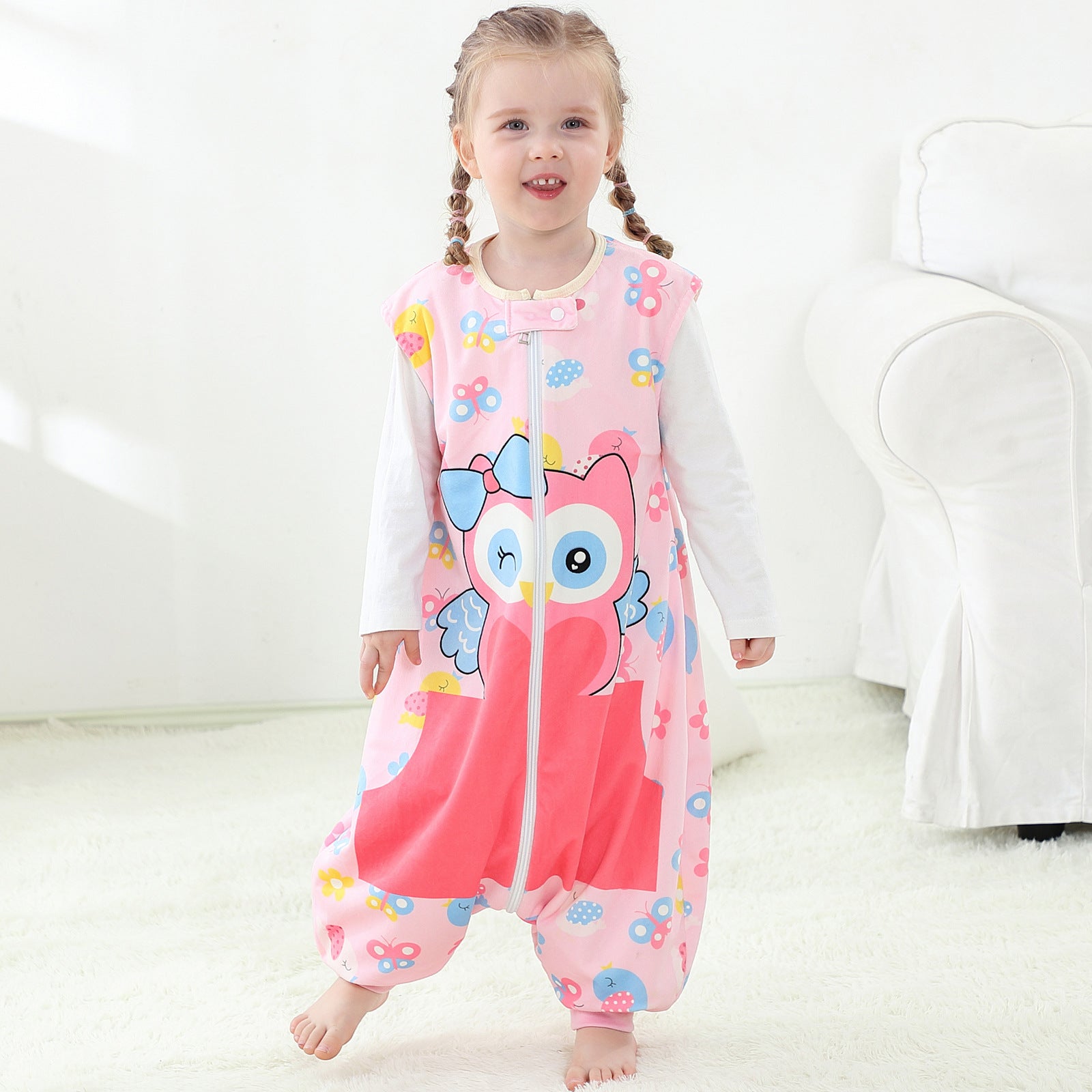 Kid Baby Girl Sleeveless Bodysuit Pajamas Sleepwear