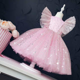 Kid Baby Girl Princess Star Mesh Pompous Birthday Show Dress