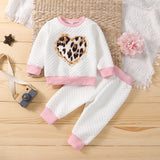 Kid Baby Girl Love Clip Cotton Leopard Valentine Set 2 Pcs