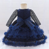 Kid Baby Princess Lace Long Sleeve Performance Evening Dress