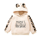 Kid Baby Girl Pullover Letter Embroidered Leopard Stitched Hoodie