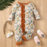 0-18M Infants Baby One-piece Long Sleeved Floral Lace Ruffles Rompers